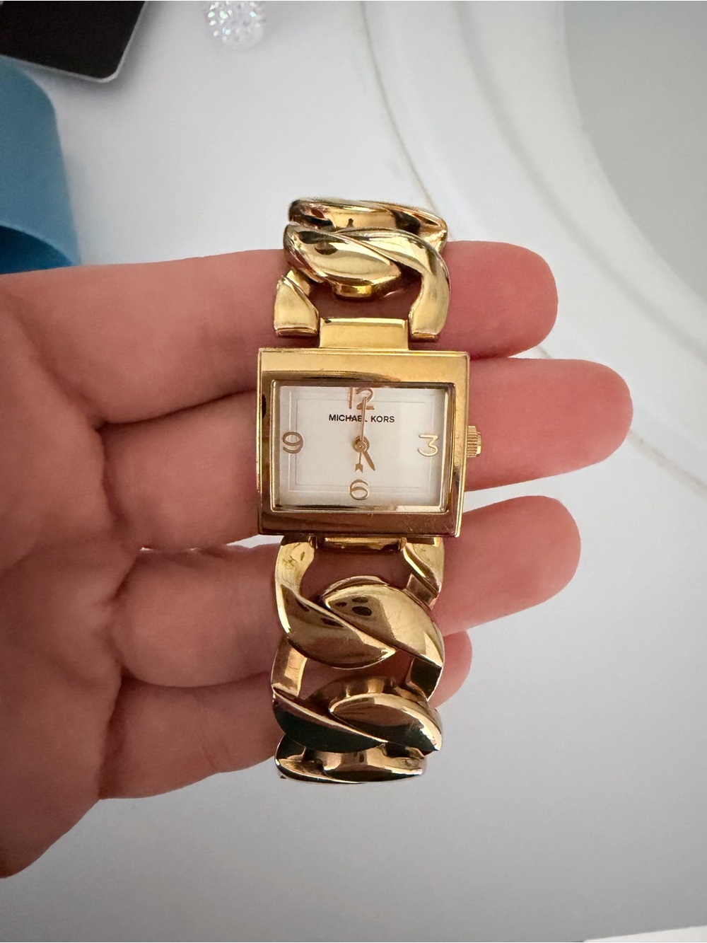 Michael Kors Gold Chain-Link Square Dial Women's Watch